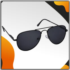 Stylish Pilot Full-Frame Metal Polarized Sunglasses for Men and Women | Black Lens and Black Frame | HRS-KC1019-BK-BK-P