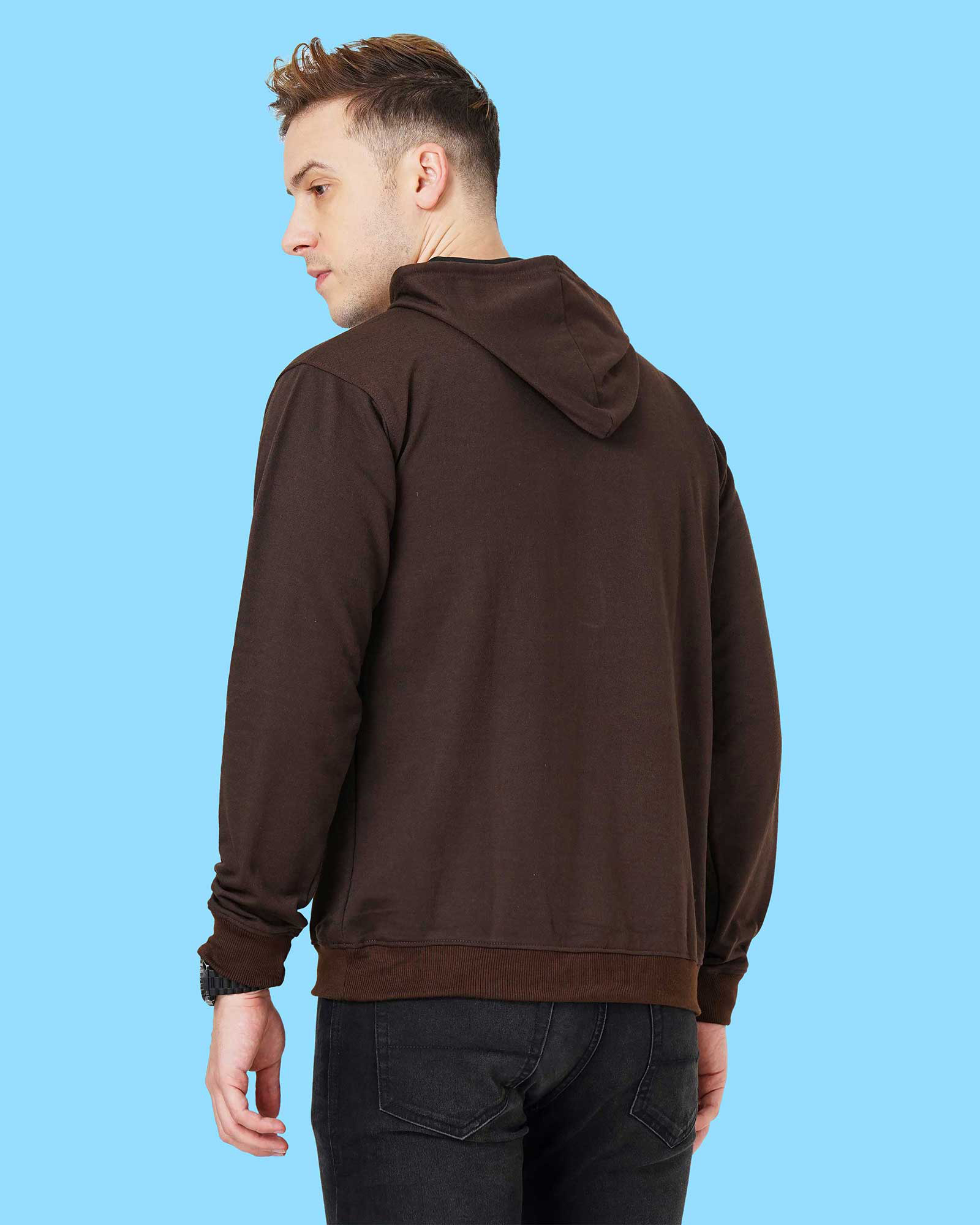 Mens brown cheap zip up hoodie