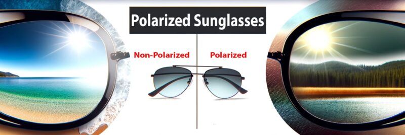 A Pair Of Polarized Sunglasses With Dark Lenses.