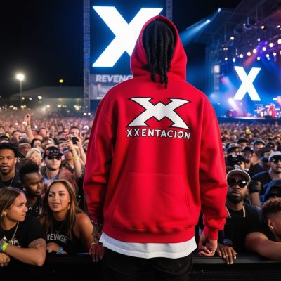 Red XXXTentacion Hoodie at a Concert