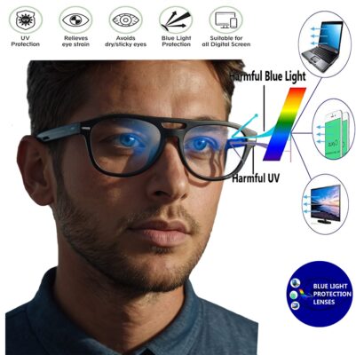 Stylish zero-power blue cut computer glasses with anti-glare technology for ultimate eye protection against blue light and UV rays.